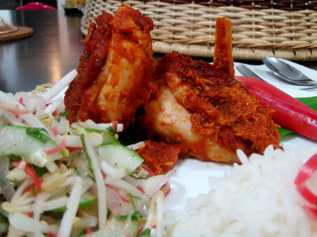 Spicy Grilled Chicken/Ayam Panggang Percik with Nasi Ulam 